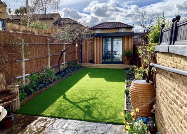 after image with our artificial grass in a back garden
