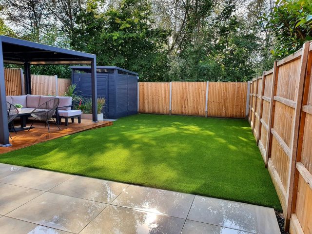 after image of fresh artificial grass