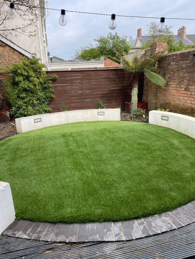 fresh artificial grass laid down